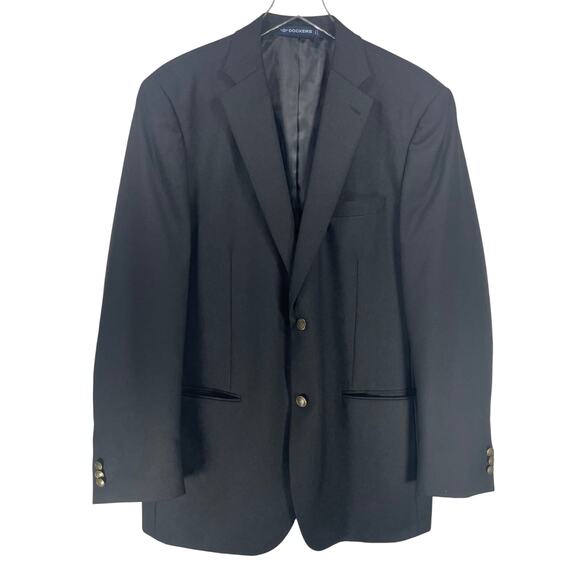 Dockers Black Two Button Single Vent Suit Jacket Blazer Sport Coat Size 42 L - Picture 1 of 6